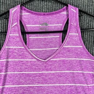 The North Face Tank Top Women Medium Purple Striped Sleeveless FlashDry V-Neck